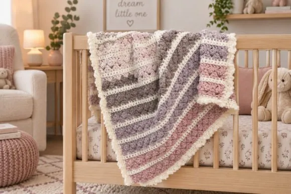 Blushing Blooms Baby Crochet Blanket