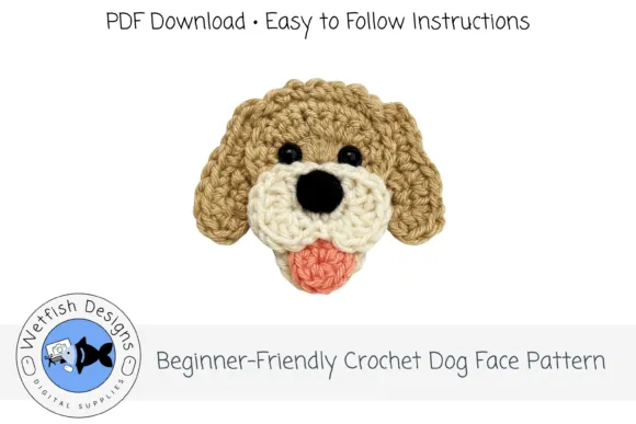 Crochet Dog Face Appliqué Pattern PDF