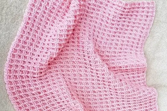 Double Waffle Crochet Baby Blanket