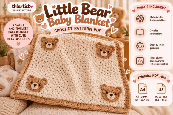 Little Bear Baby Blanket Crochet Pattern